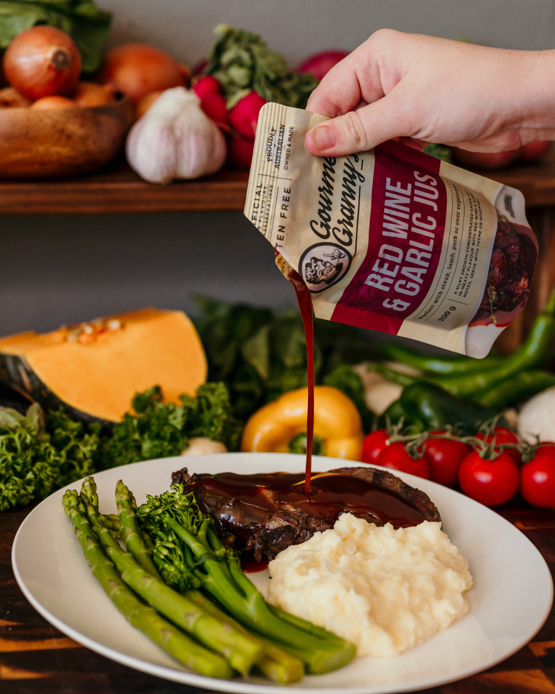 Liquid Heat and Serve Red Wine & Garlic Jus - 6 x 200g Pouches